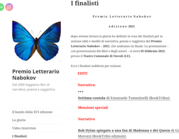 Premio Nabokov 2021: il romanzo Bob Dylan spiegato a una fan di Madonna e dei Queen di Gianluca Morozzi vince la menzione speciale e La settima costola di Emanuele Tumminelli è tra i finalisti della narrativa edita